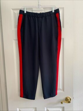 Banana Republic Navy Jogger Pants with Red Side Stripes